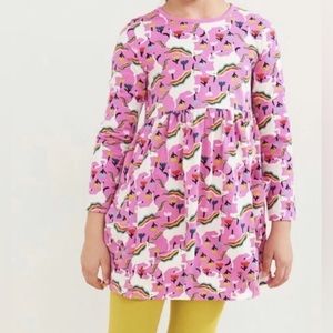 Long Sleeve Rainbow Unicorn Print Pocket Dress